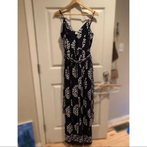 Navy blue printed maxi dress
